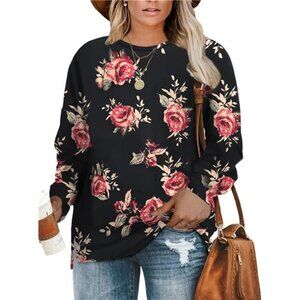DOLNINE Plus-Size Sweatshirts for Women Casual Tops Side Slit Pullovers Shirts